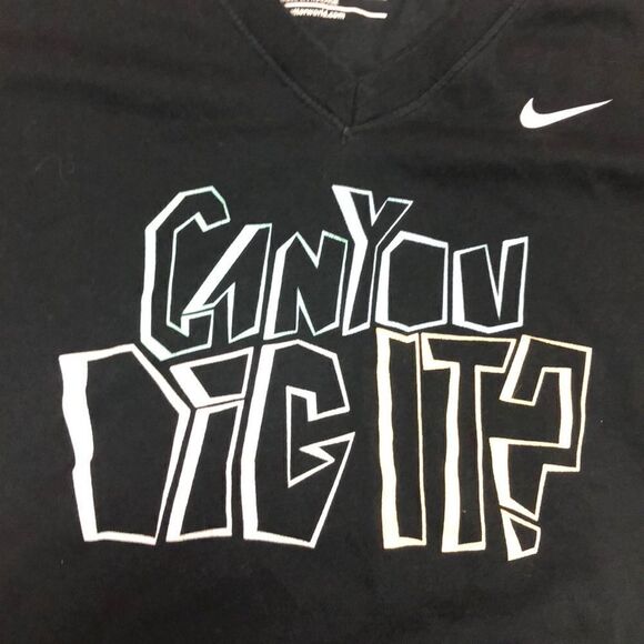 Nike Dri-fit Black V-neck T-shirt Can you dig it? - Picture 4 of 5